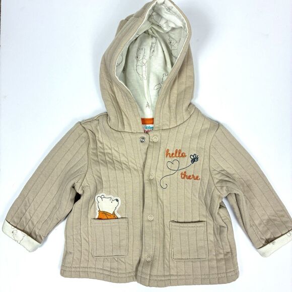 Disney Winnie the Pooh Baby Sweater Hoodie 6-9 Months Unisex Tan Brown Cozy - Picture 1 of 10